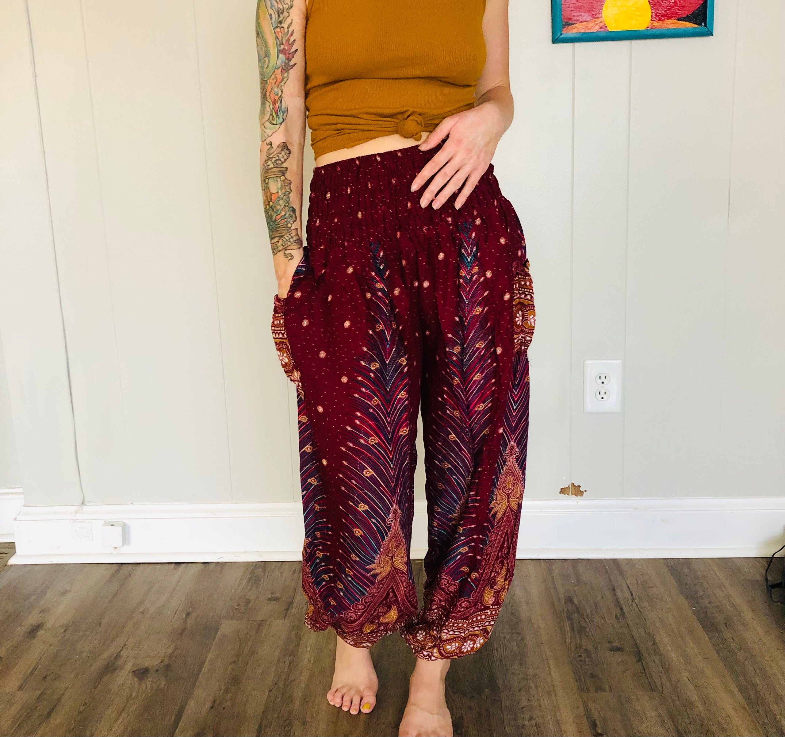 Peacock harem pants top